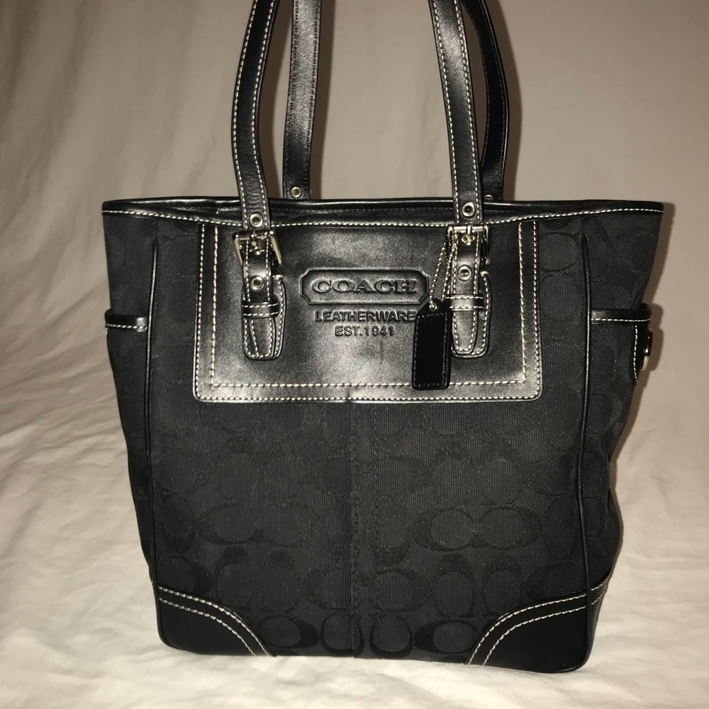Black Signature Coach Tote Bag